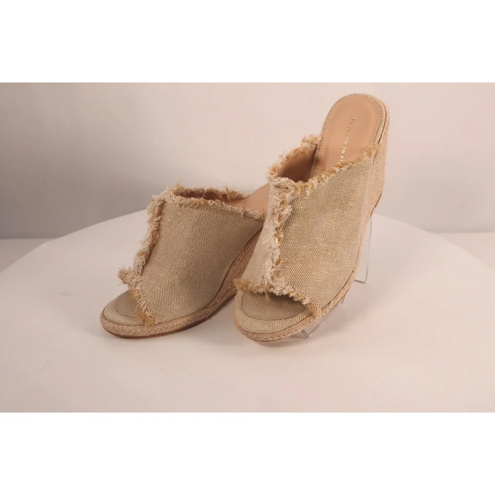 Fashion to‎ Figure Tan Frayed Espadrille Wedge Sandals Women's -Size 9W